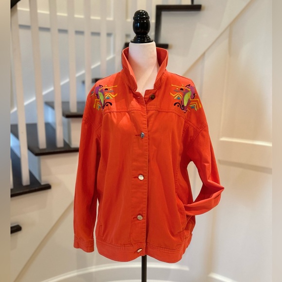 90's Unique Orange Graphic Jacket by IB Diffusion Size 14 - Picture 3 of 14